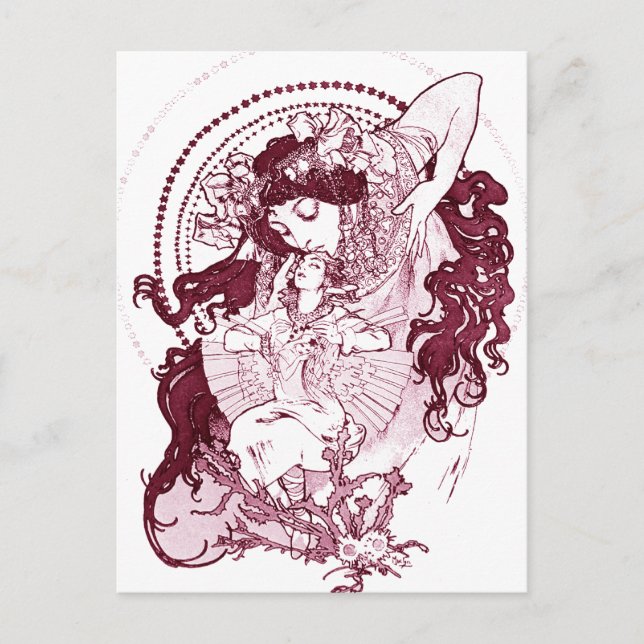 Vintag Alphonose Mucha Art Postkarte (Vorderseite)