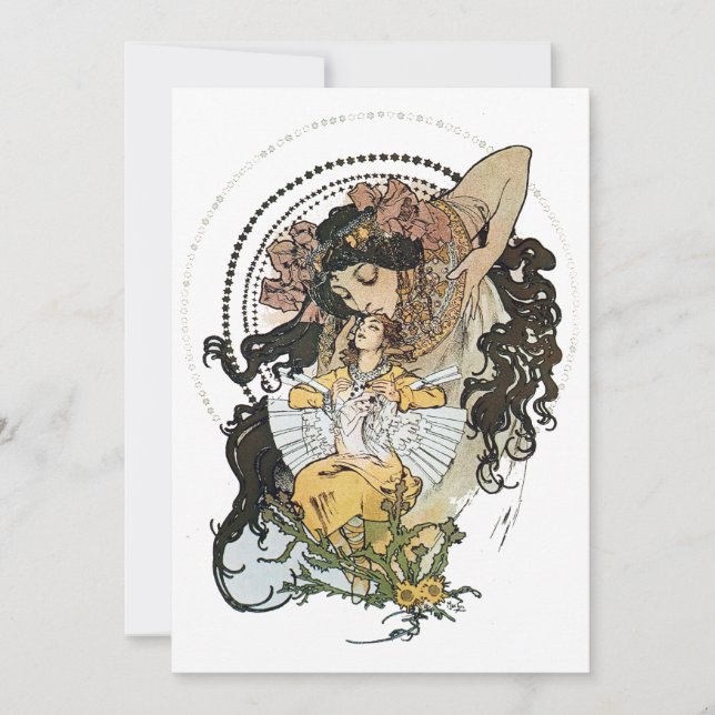 Vintag Alphonse Mucha Einladung (Vorderseite)