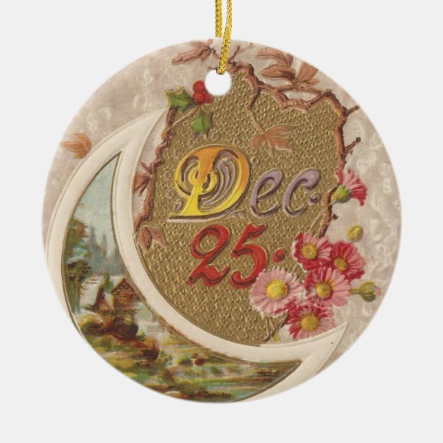 Vintag am 25. Dezember Keramik Ornament (Vorne)