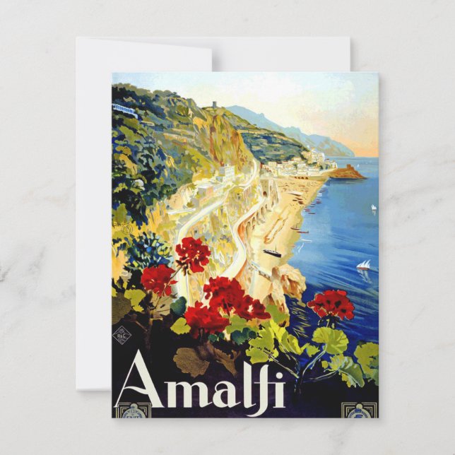 Vintag Amalfi Italien Europa Reisekarte (Vorderseite)