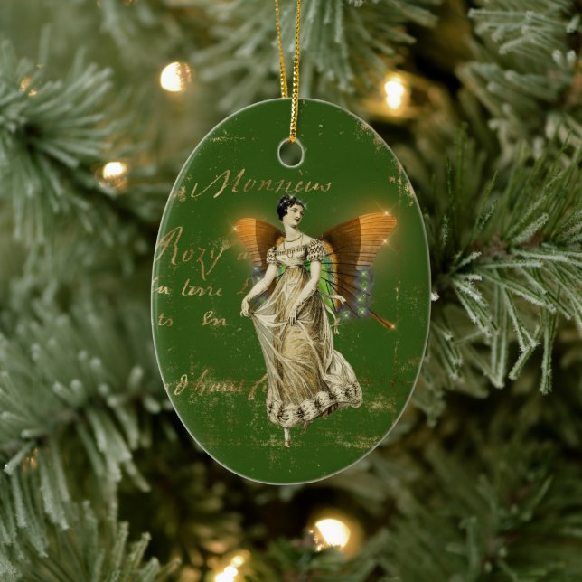 Vintag Amber Wing Fairy Keramik Ornament (Baum)