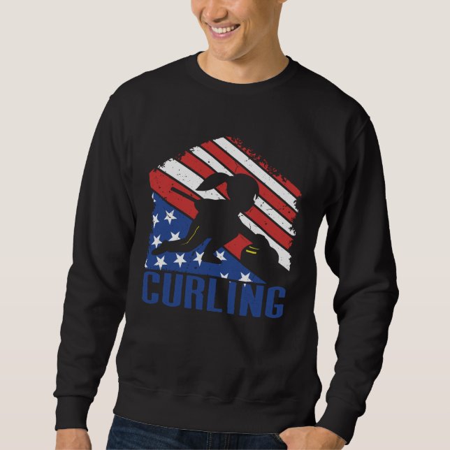 Vintag American Curling Player USA Sweatshirt (Vorderseite)