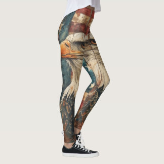 Vintag American Flag Bald Eagle Leggings - USA