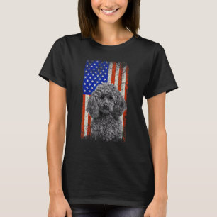 Vintag American Flag Poodle Dog Vater Mama Welpe P T-Shirt