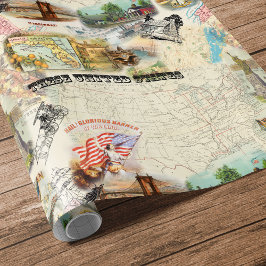 Vintag Americana Collage Geschenkpapier