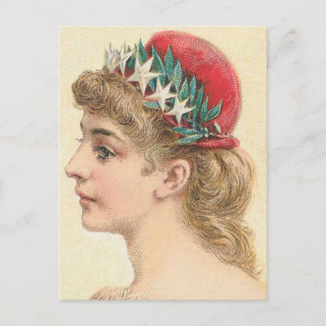 Vintag Americana Woman Postkarte (Vorderseite)