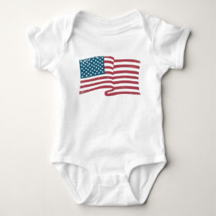 Vintag - Amerikanische Flagge Baby Strampler