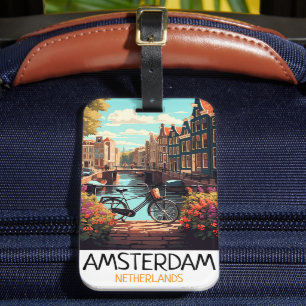 Vintag Amsterdam Niederlande Malerei Gepäckanhänger