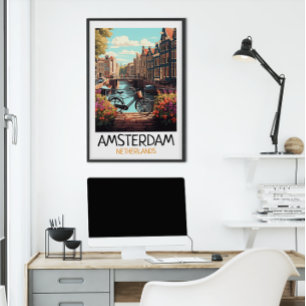 Vintag Amsterdam Niederlande Malerei Poster