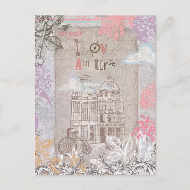 Vintag Amsterdam Postcard Postkarte (Vorderseite)