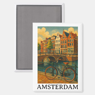 Vintag Amsterdam - Retro Travel Design Magnet