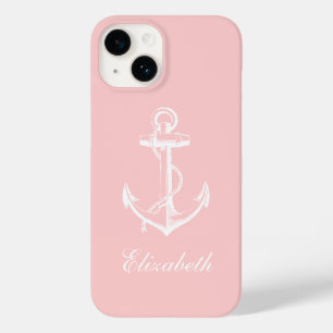 Vintag Anchor Monogram, leicht rosa Case-Mate iPhone 14 Hülle