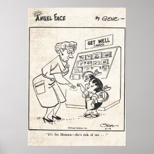Vintag Angel Face Comic "Mama ist krank vor mir" Poster