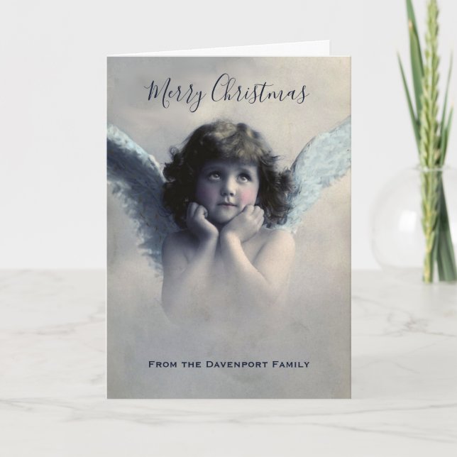 Vintag Angel Retro Frohe Weihnachten Karte (Vorderseite)