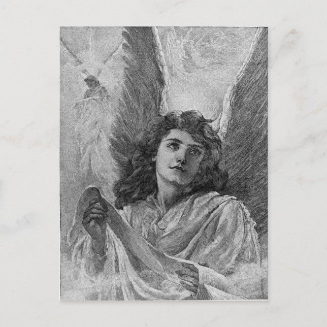 Vintag Angel Weihnachtsgrüße Feiertagspostkarte (Vorderseite)