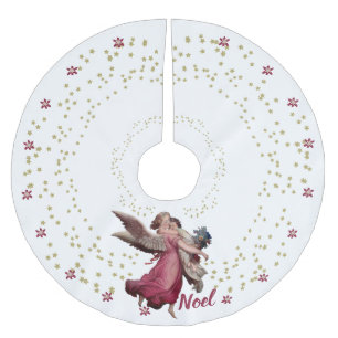 Vintag Angel White Gold Weihnachten Weihnachten Polyester Weihnachtsbaumdecke