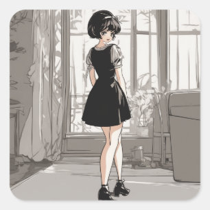 Vintag Anime LBD Sticker Anime Elegance Unleashed