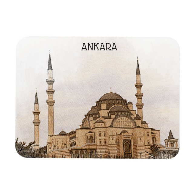 Vintag Ankara Türkei Kocatepe Moschee View Magnet (Horizontal)