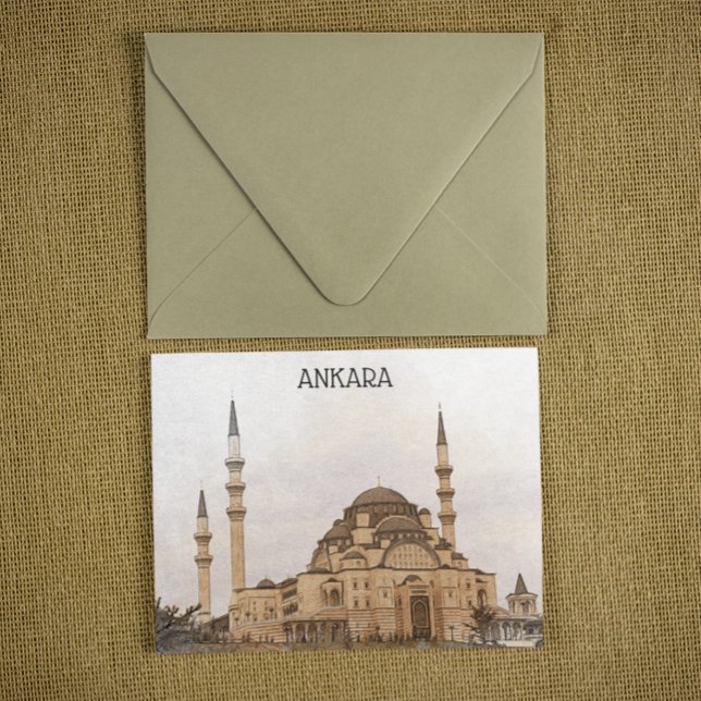 Vintag Ankara Türkei Kocatepe Moschee View Postkarte (ankara turkey kocatepe postcard)