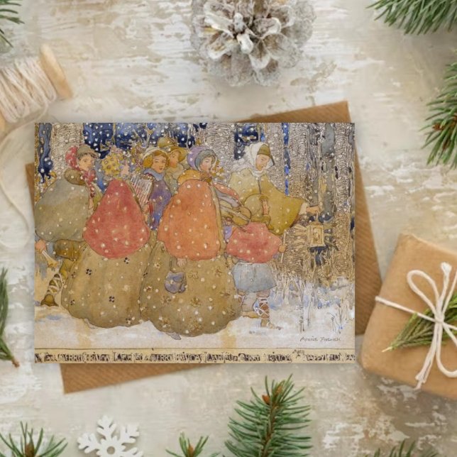Vintag Annie French "Christmas Caroling" Postkarte (Von Creator hochgeladen)