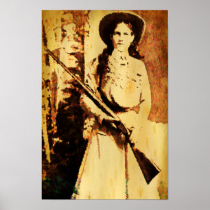 Vintag Annie Oakley Oil Grunge Canvas Print Poster