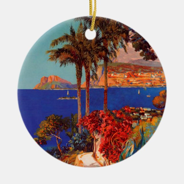Vintag Antibes Cote D'Azur Travel Keramik Ornament (Vorne)