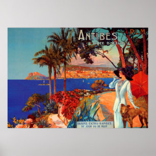 Vintag Antibes Cote D'Azur Travel Poster
