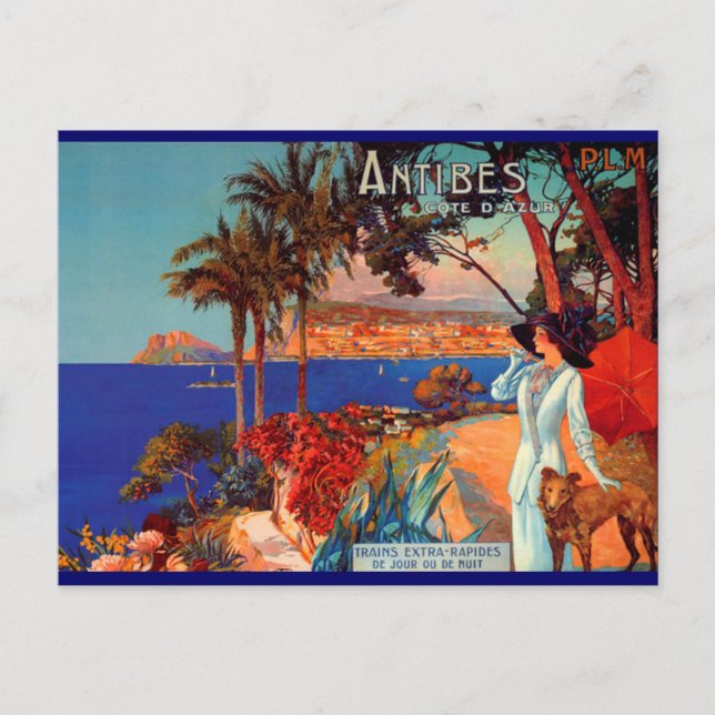 Vintag Antibes Cote D'Azur Travel Postkarte (Vorderseite)