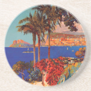 Vintag Antibes Cote D'Azur Travel Sandstein Untersetzer