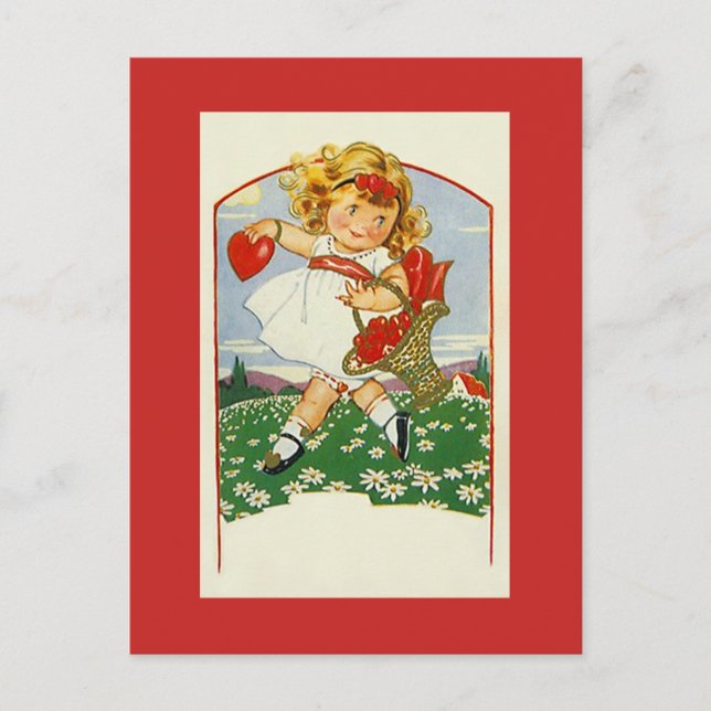 Vintag antike niedliche Herzenslust Valentins Postkarte (Vorderseite)