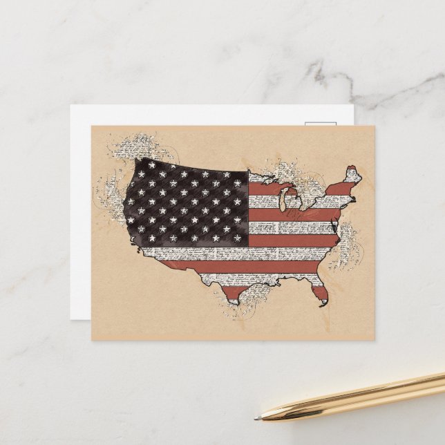 Vintag antike USA Souvenir Flag Karte (Vorderseite/Rückseite Beispiel)