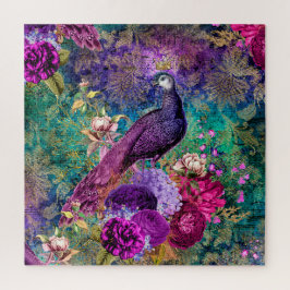 Vintag antiker Lila und Aquamariner Pfau