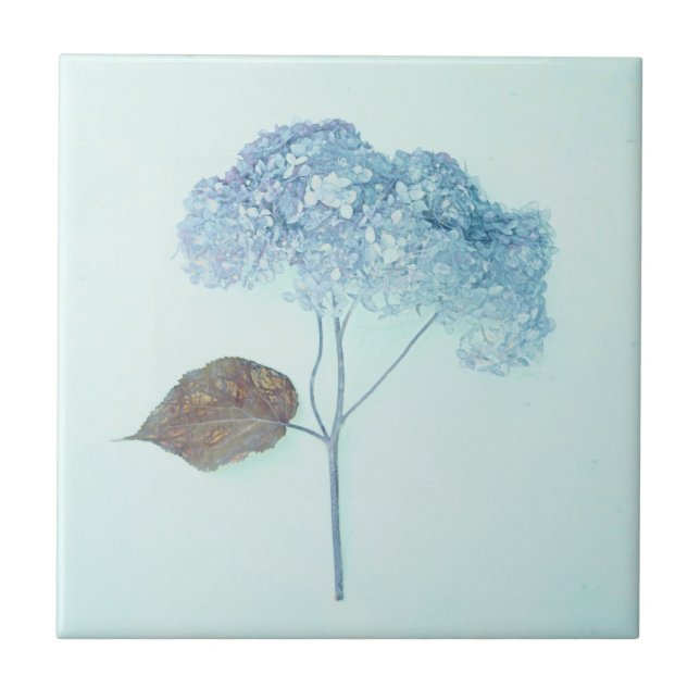 Vintag antikes Blaues Hydrangea Land Floral Fliese (Vorderseite)
