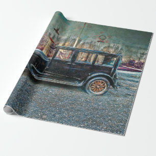 Vintag antikes Rustikales Altauto Geschenkpapier