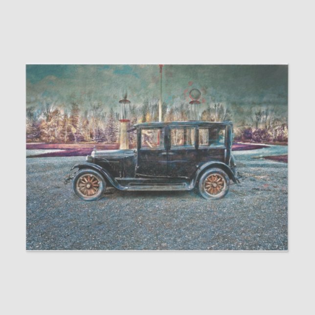 Vintag antikes Rustikales Altauto Seidenpapier (Vorderseite)