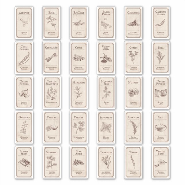 Vintag apothecary Spice Labels (Vorderseite)