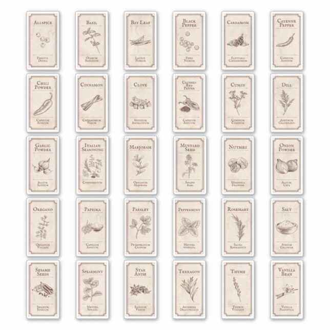 Vintag apothecary Spice Labels (Vorderseite)