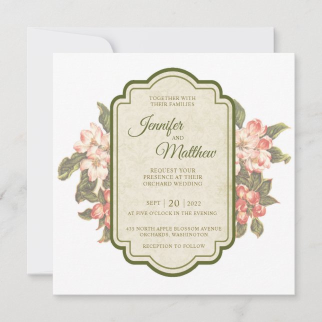 Vintag Apple Blossom | Einladung zur Hochzeit (Vorderseite)