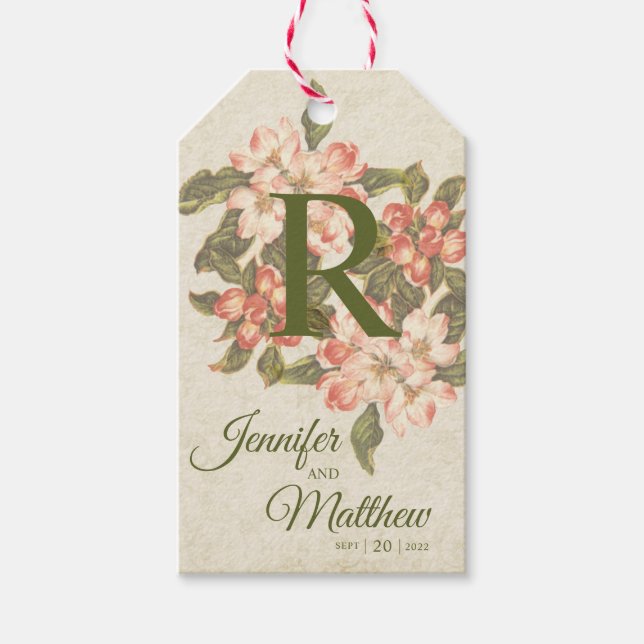 Vintag Apple Blossom | Ursprünglich | Hochzeit Geschenkanhänger (Vorderseite)