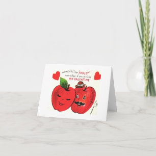 Vintag Apple Couple Valentine Karte