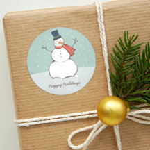 Vintag Aqua Winter Snowman Happy Holidays