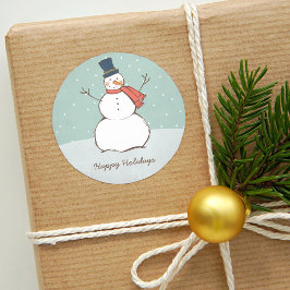 Vintag Aqua Winter Snowman Happy Holidays Runder Aufkleber