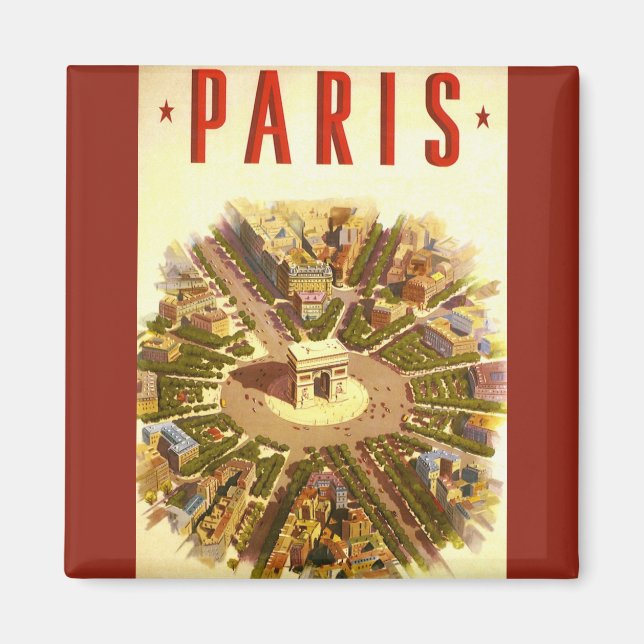 Vintag Arc de Triomphe, Paris, Frankreich Magnet (Vorne)