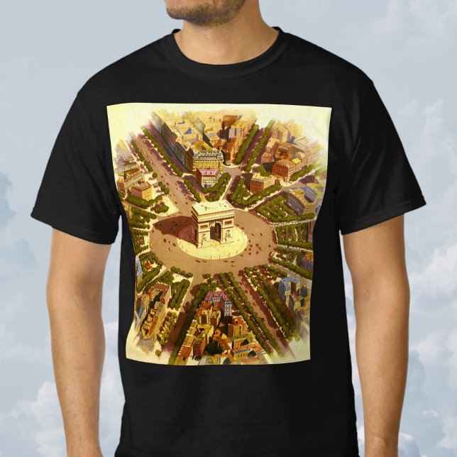 Vintag Arc de Triomphe, Paris, Frankreich T-Shirt (Vintage Travel Poster featuring the Arc de Triomphe in Paris, France T-Shirt)