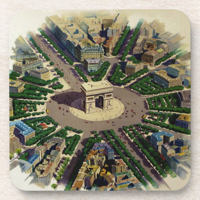 Vintag Arc de Triomphe Paris Getränkeuntersetzer (Vorderseite)