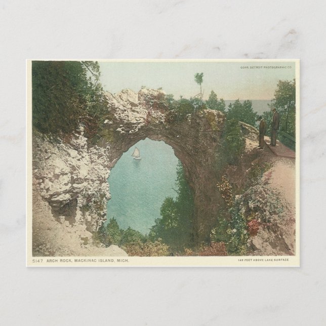Vintag Arch Rock Mackinac Insel Michigan Postkarte (Vorderseite)