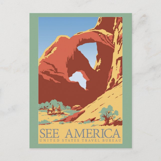 Vintag Arches National Park Travel Postkarte (Vorderseite)