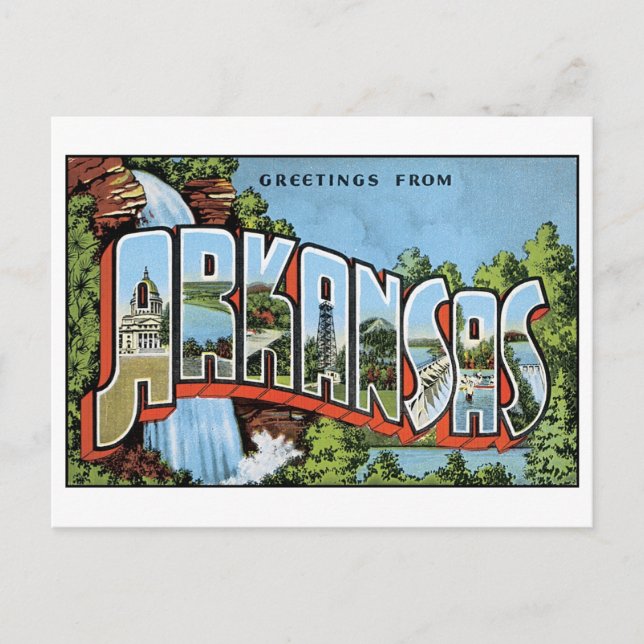 Vintag Arkansas Postkarte (Vorderseite)