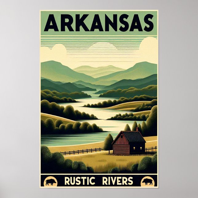 Vintag Arkansas Rustikales Flussposter Poster (Vorne)