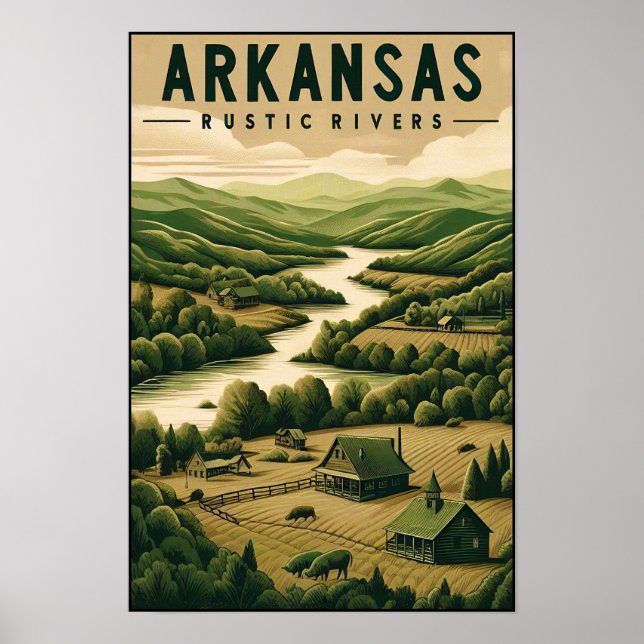 Vintag Arkansas Rustikales Flussposter Poster (Vorne)